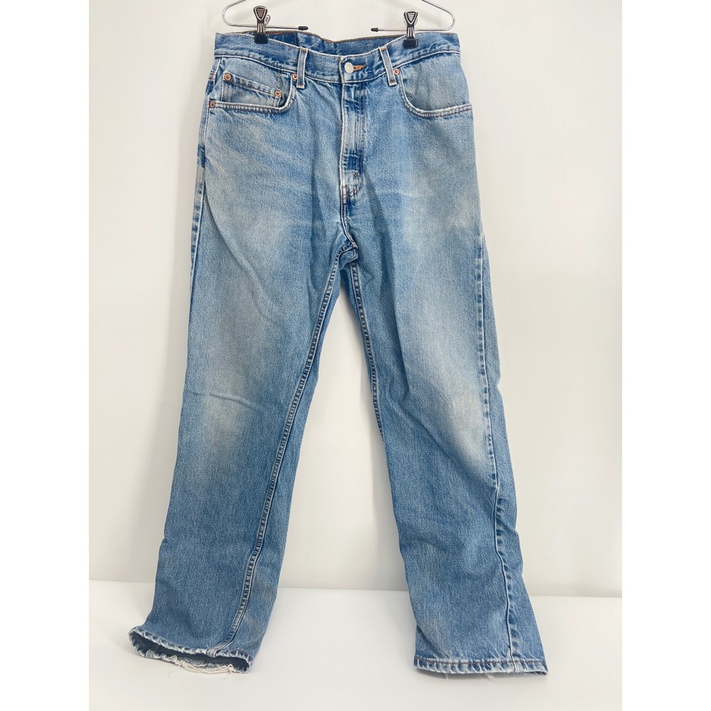 Levi's 505 Jeans Blue Regular Fit Straight Leg Vintage Batwing Tag 34x32 Retro